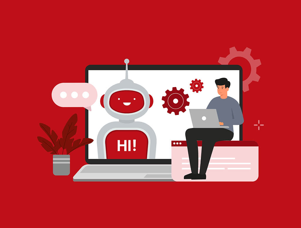 Graphic showing an online chatbot