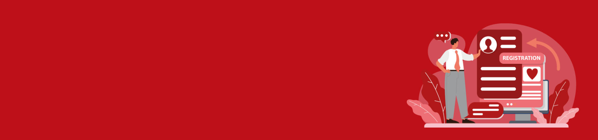 Graphic showing a man looking at registration options.