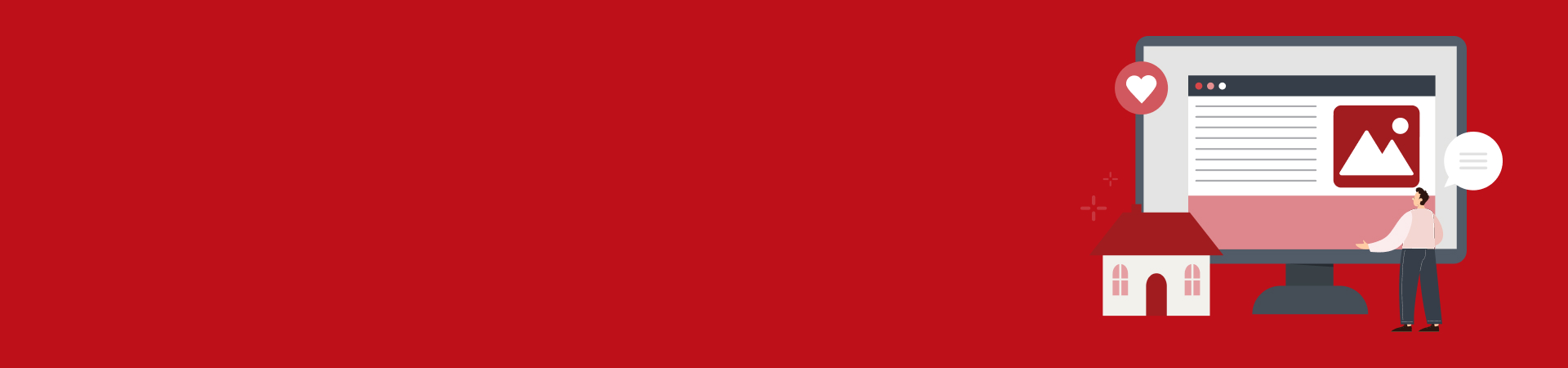 Graphic showing a man analysing a web page